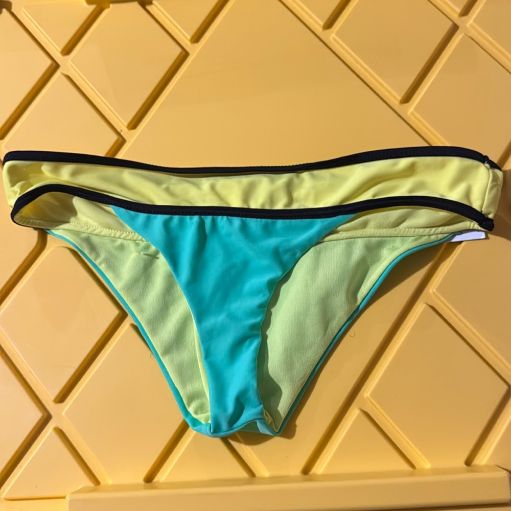 BCA by Rebecca Virtue Womens Bikini Bottom Sea Foam Lemon Colorblock